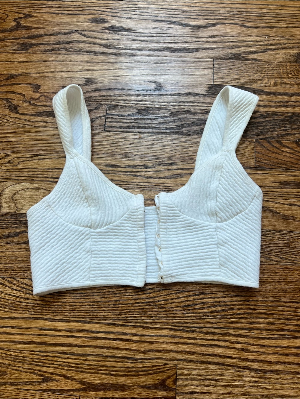 Are you am I - Ivory Textured Bustier Crop Top